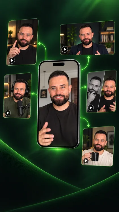 Composição ilustrativa oficial de Rômulo e seu clone em diferentes formatos de conteúdo